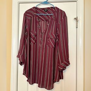 Striped Burgundy Women's Top